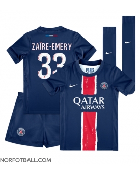 Billige Fotballdrakt Paris Saint-Germain Warren Zaire-Emery #33 Replika Hjemmedraktsett Barn 2024-25 Kortermet (med bukser)
